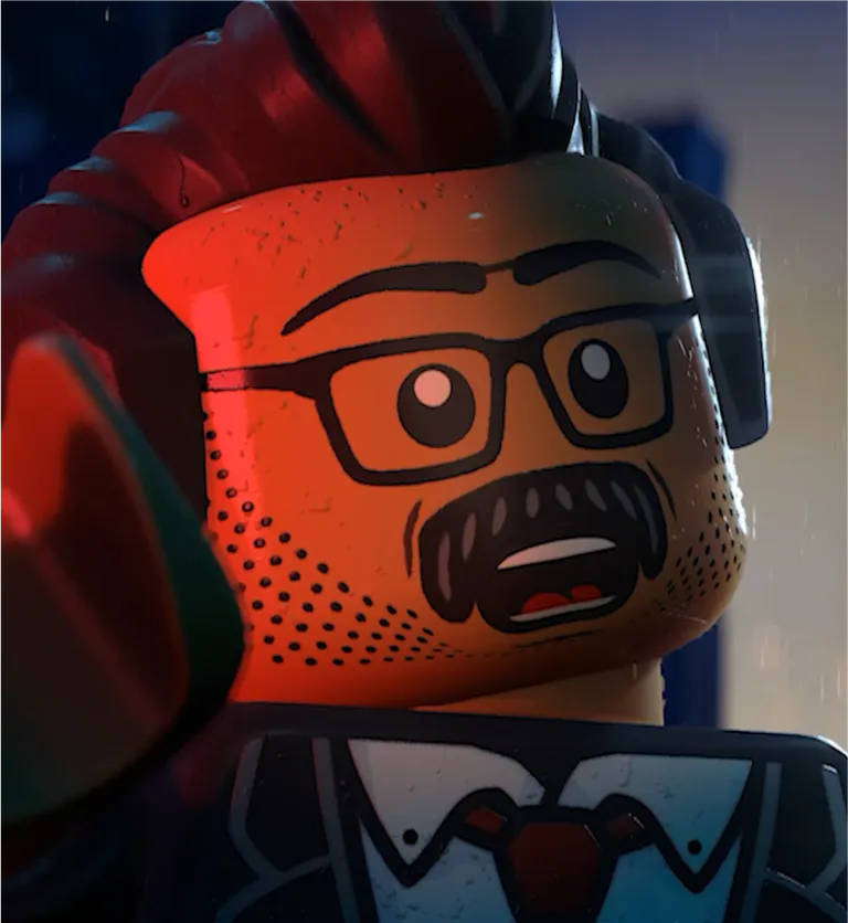 A split-screen shows close-ups of a surprised Jim Gordon to the left and a smiling Catwoman on the right.